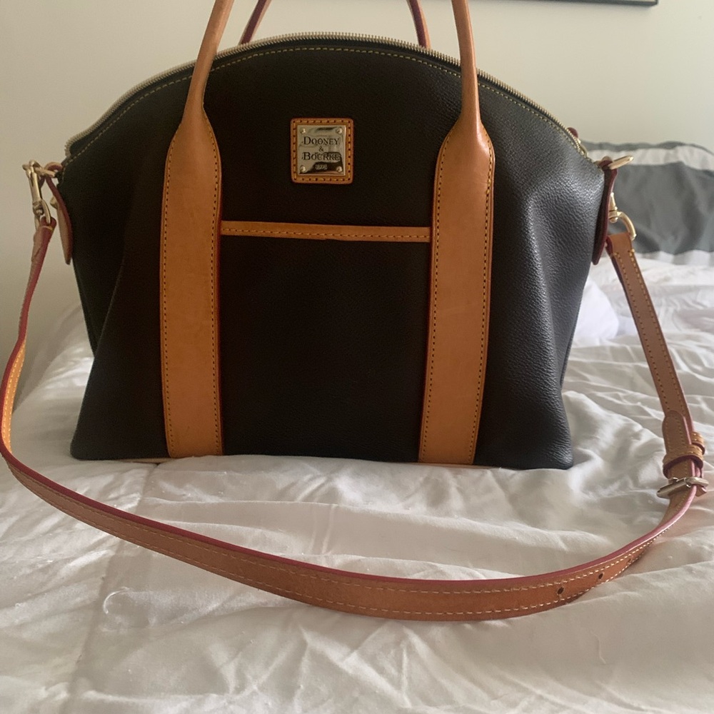 Dooney & Bourke Black Satchel with Tan Accents - Picture 4 of 13